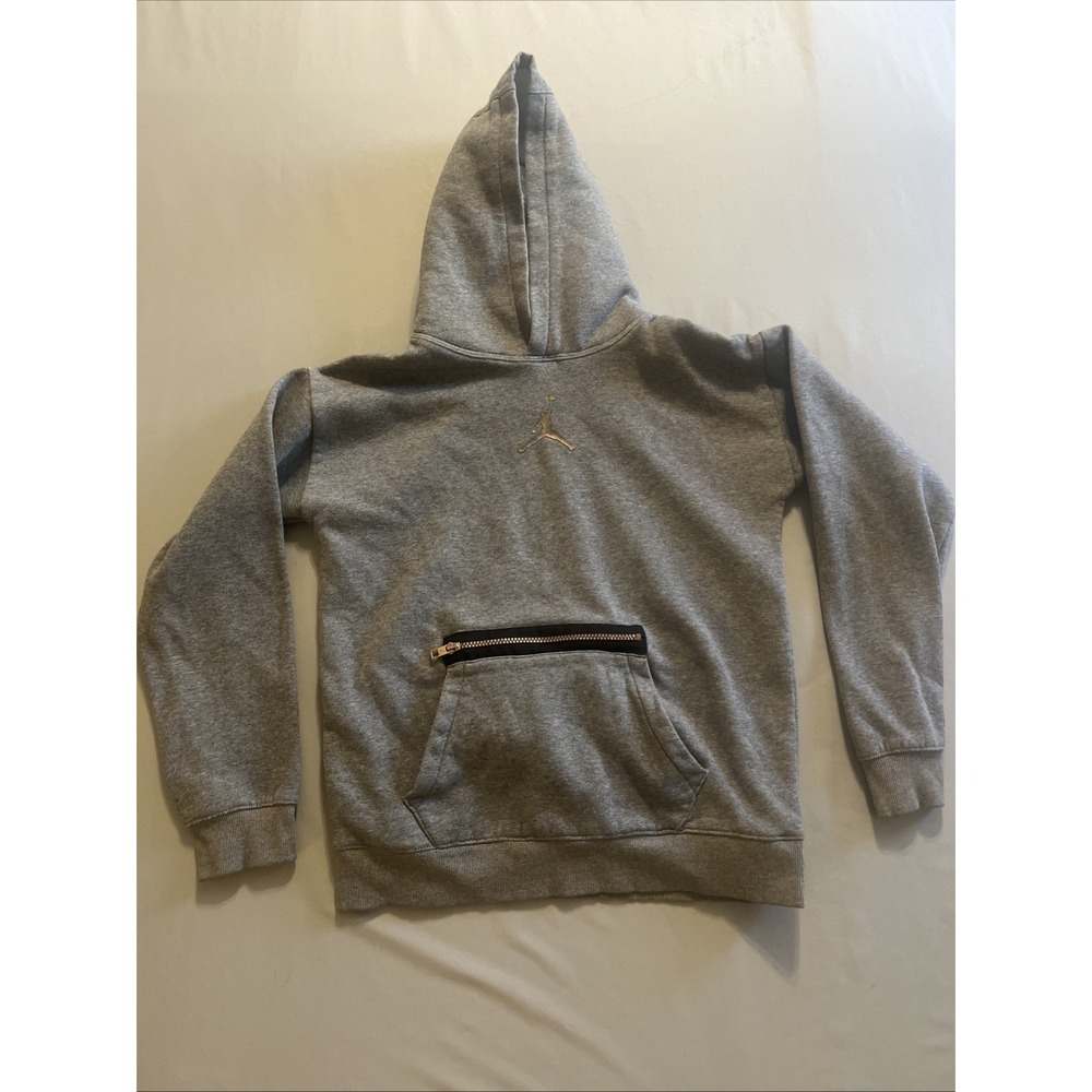 Jordan XL Golden  Gray Pullover Hoodie Cotton Blend Long Sleeve Zipper